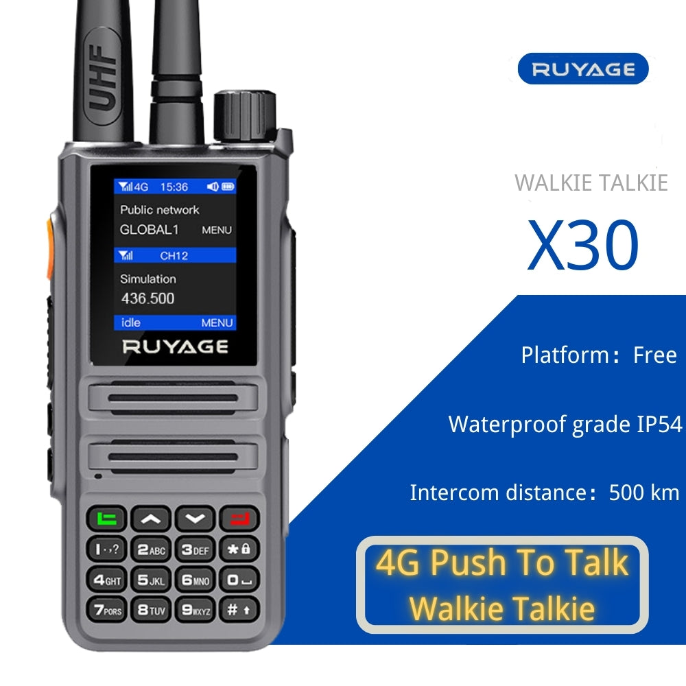 Ruyage X30 Dual Mode Long Range Radio Analog + 4G LTE PTT Walkie Talkie