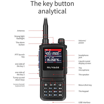 Ruyage UV1D 5W VHF UHF Analog Long Range Two Way Radio Walkie Talkie