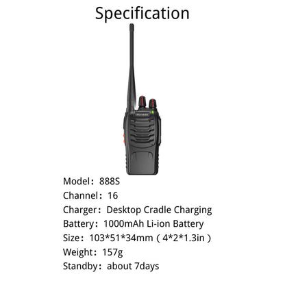 Ruyage 888s UHF Analog Long Range Two Way Radio Walkie Talkie
