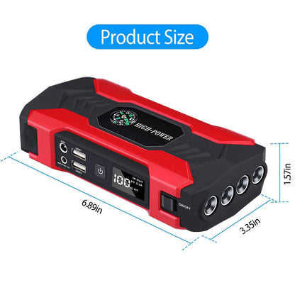 Car Jump Starter 800A 28000mAh with LCD & LED Light