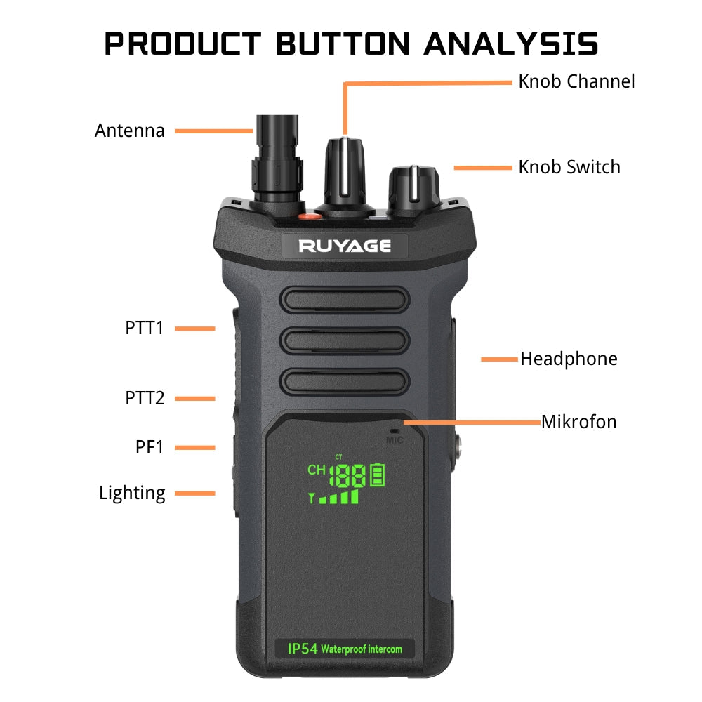 Ruyage RT10 20W UHF Analog Long Range Two Way Radio Walkie Talkie
