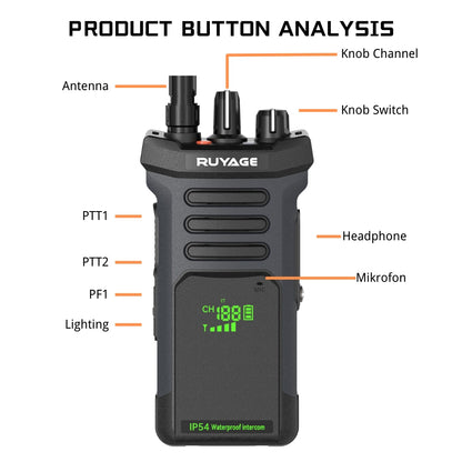 Ruyage RT10 20W UHF Analog Long Range Two Way Radio Walkie Talkie