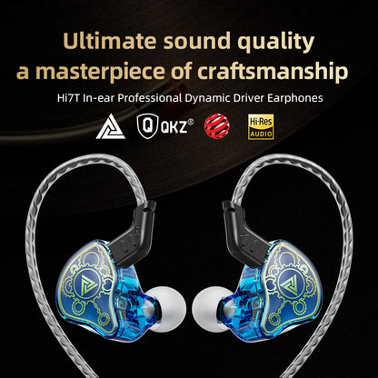 QKZ Hi7T Wired Earphones HIFI 3D Stereo Dynamic Driver 3.5MM AUX In-ear Earbuds With Mic Monitor Headset For Stage Music Game