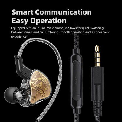 QKZ Hi7T Wired Earphones HIFI 3D Stereo Dynamic Driver 3.5MM AUX In-ear Earbuds With Mic Monitor Headset For Stage Music Game
