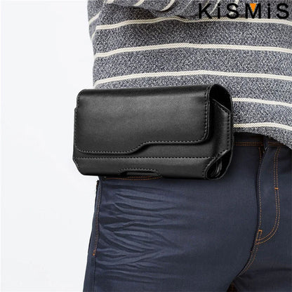 KISMIS Fashion Leather Belt Clip Waist Bag Phone Bag Phone Holder for 3.5-6.3 Inches Mobile Phones  iphone Samsung