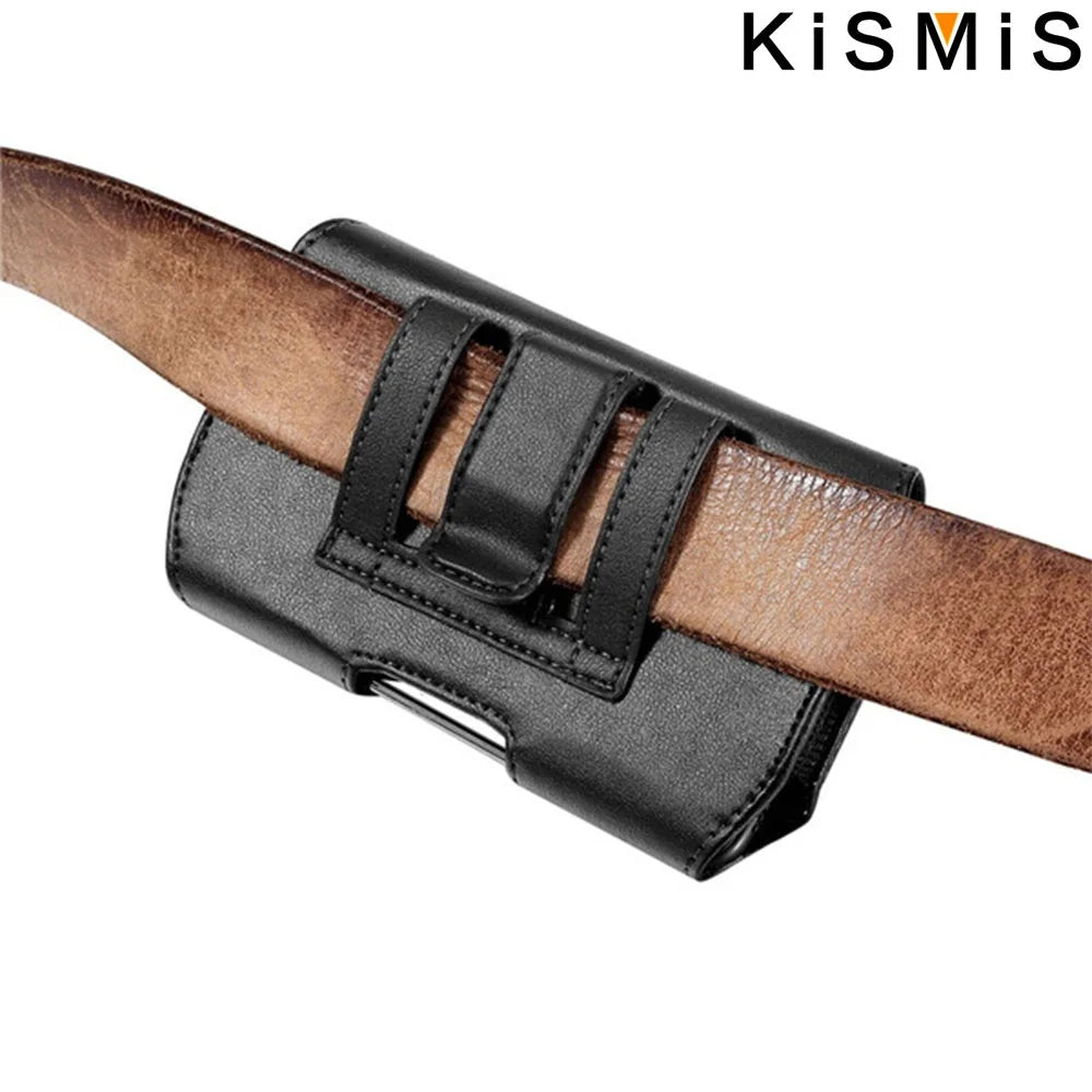 KISMIS Fashion Leather Belt Clip Waist Bag Phone Bag Phone Holder for 3.5-6.3 Inches Mobile Phones  iphone Samsung