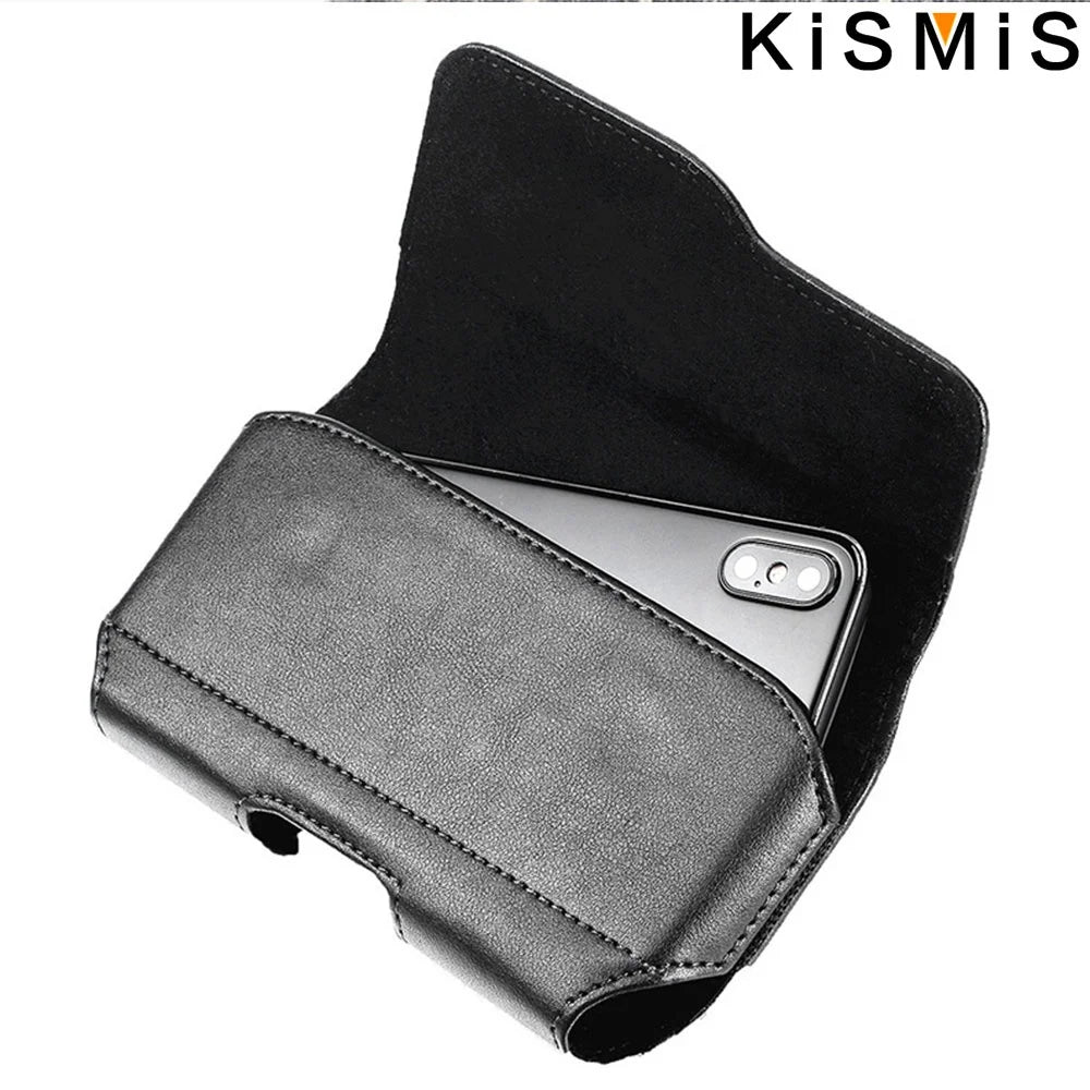 KISMIS Fashion Leather Belt Clip Waist Bag Phone Bag Phone Holder for 3.5-6.3 Inches Mobile Phones  iphone Samsung