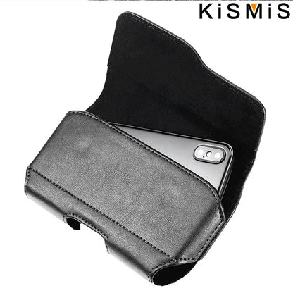 KISMIS Fashion Leather Belt Clip Waist Bag Phone Bag Phone Holder for 3.5-6.3 Inches Mobile Phones  iphone Samsung