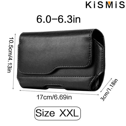 KISMIS Fashion Leather Belt Clip Waist Bag Phone Bag Phone Holder for 3.5-6.3 Inches Mobile Phones  iphone Samsung
