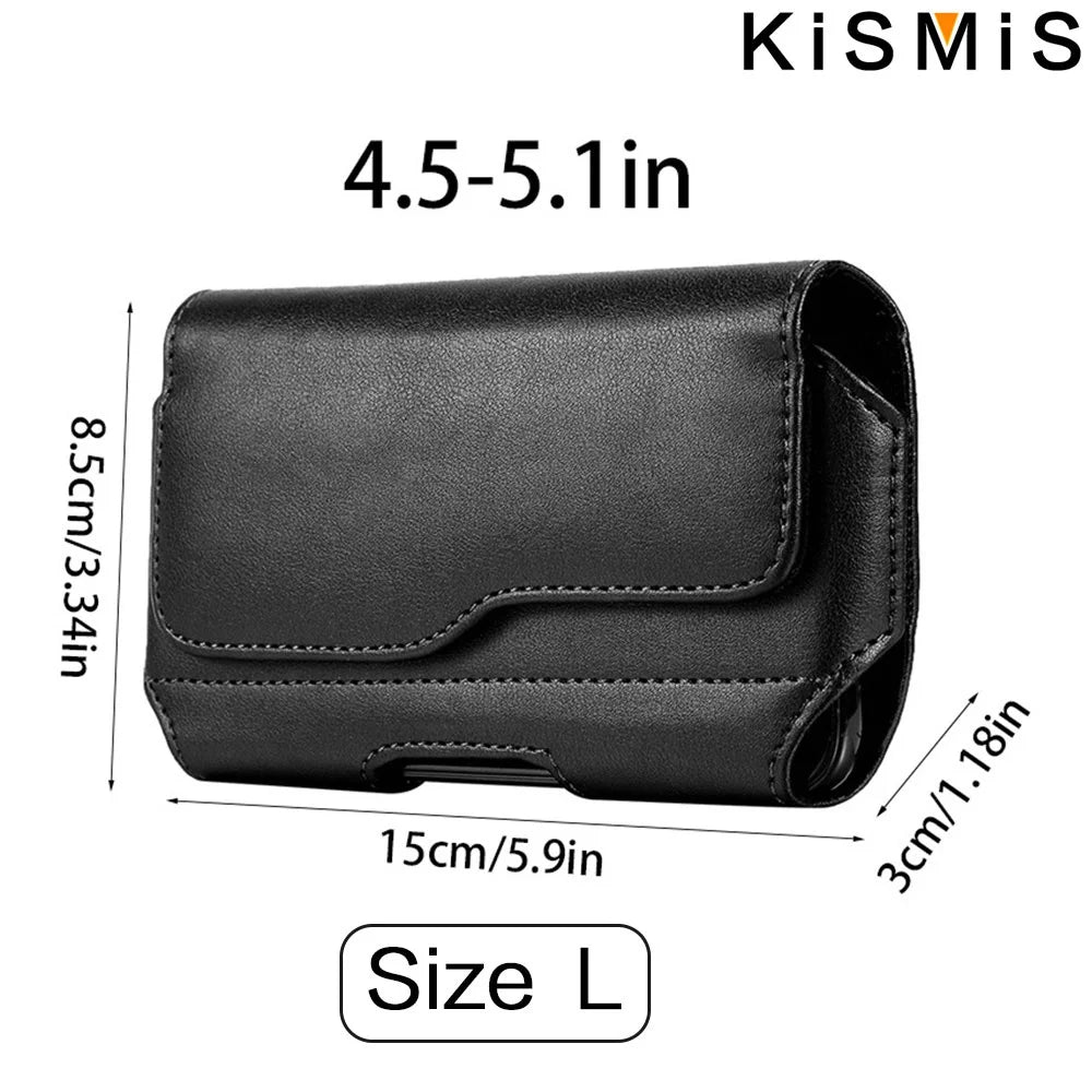 KISMIS Fashion Leather Belt Clip Waist Bag Phone Bag Phone Holder for 3.5-6.3 Inches Mobile Phones  iphone Samsung