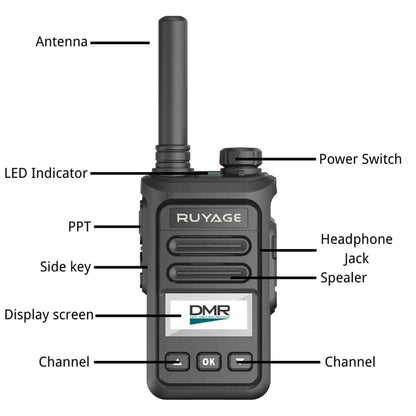 Ruyage DP20 DMR Digital Long Range Two Way Radio Dual Mode Walkie Talkie