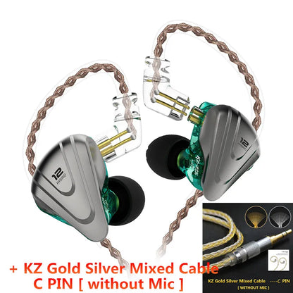 KZ ZSX 1DD 5BA Hybrid 12 drivers HIFI Bass Earbuds In-Ear Monitor Noise Cancelling Earphones Metal Headset KZ ZAX ZS10 PRO ASX