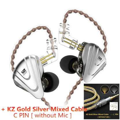 KZ ZSX 1DD 5BA Hybrid 12 drivers HIFI Bass Earbuds In-Ear Monitor Noise Cancelling Earphones Metal Headset KZ ZAX ZS10 PRO ASX