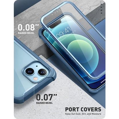 For iPhone 13 Case 6.1“ (2021 Release) I-BLASON Ares Full-Body Rugged Clear Bumper Cover with Built-in Screen Protector