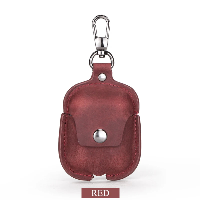 Luxury Genuine Leather Case For Apple Airpods Pro  Airpods 2 / 1 Wireless Earphone Cases funda Airpod Cover with Key Chain Hook