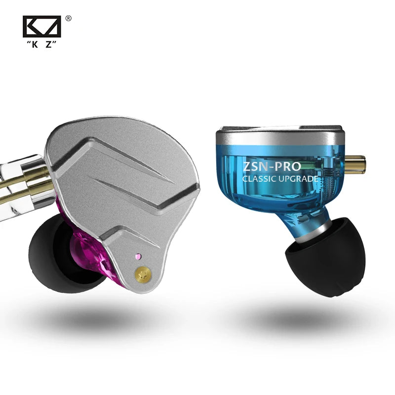 KZ ZSN Pro Headphones In Ear Monitor Hybrid Technology Best Earphone 1BA+1DD HIFI Bass Phone Metal Wired Headset With Microphone
