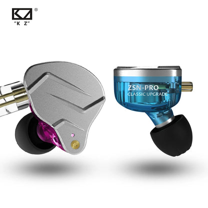 KZ ZSN Pro Headphones In Ear Monitor Hybrid Technology Best Earphone 1BA+1DD HIFI Bass Phone Metal Wired Headset With Microphone