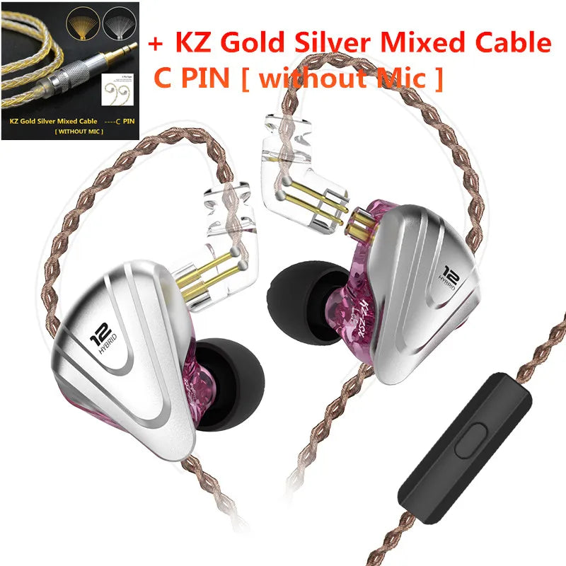 KZ ZSX 1DD 5BA Hybrid 12 drivers HIFI Bass Earbuds In-Ear Monitor Noise Cancelling Earphones Metal Headset KZ ZAX ZS10 PRO ASX