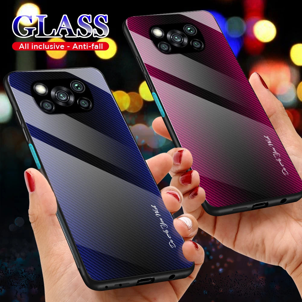 For Poco X3 X5 Pro Case Gradient Glass Phone Cover For Xiaomi Poco X3 NFC X5 X 5 Pro 5g Pocophone Little Hard Shell POCO X3 NFC