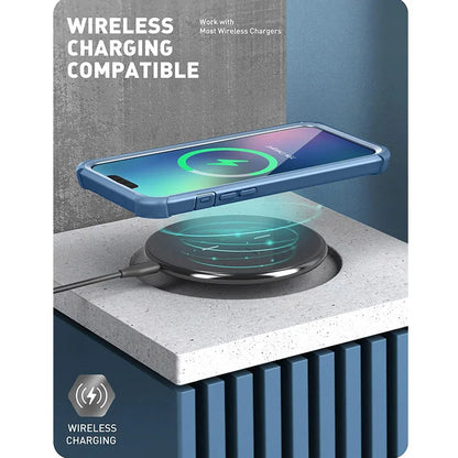 For iPhone 13 Case 6.1“ (2021 Release) I-BLASON Ares Full-Body Rugged Clear Bumper Cover with Built-in Screen Protector
