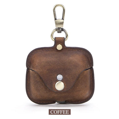 Luxury Genuine Leather Case For Apple Airpods Pro  Airpods 2 / 1 Wireless Earphone Cases funda Airpod Cover with Key Chain Hook