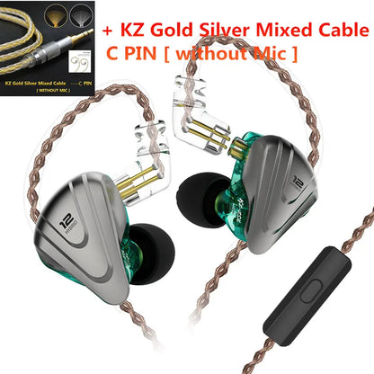 KZ ZSX 1DD 5BA Hybrid 12 drivers HIFI Bass Earbuds In-Ear Monitor Noise Cancelling Earphones Metal Headset KZ ZAX ZS10 PRO ASX