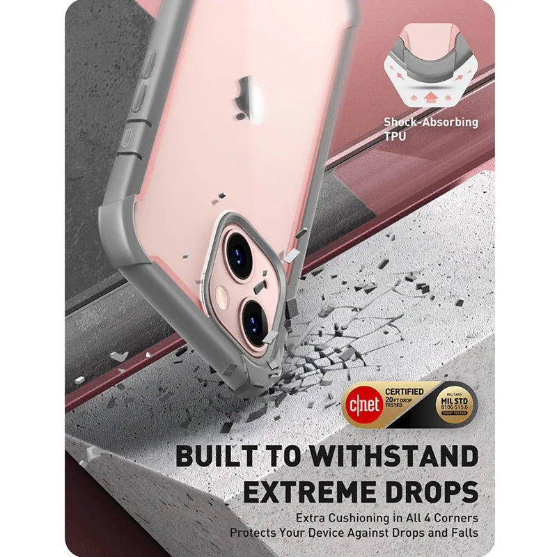 For iPhone 13 Case 6.1“ (2021 Release) I-BLASON Ares Full-Body Rugged Clear Bumper Cover with Built-in Screen Protector