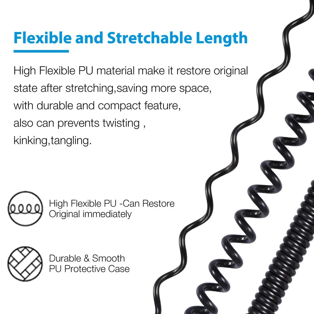 Poyatu ATH-M50xBT Spring Relief Coiled Cable for Audio-Technica ATH-M50xBT2 M50xBT ATH-SR50BT Headphones Cables Cords Wire