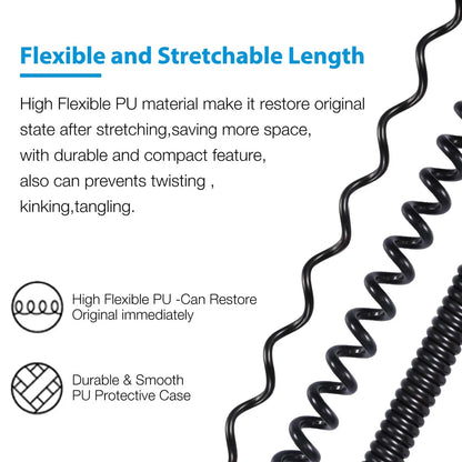 Poyatu ATH-M50xBT Spring Relief Coiled Cable for Audio-Technica ATH-M50xBT2 M50xBT ATH-SR50BT Headphones Cables Cords Wire