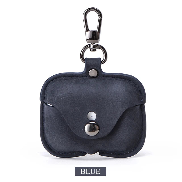 Luxury Genuine Leather Case For Apple Airpods Pro  Airpods 2 / 1 Wireless Earphone Cases funda Airpod Cover with Key Chain Hook