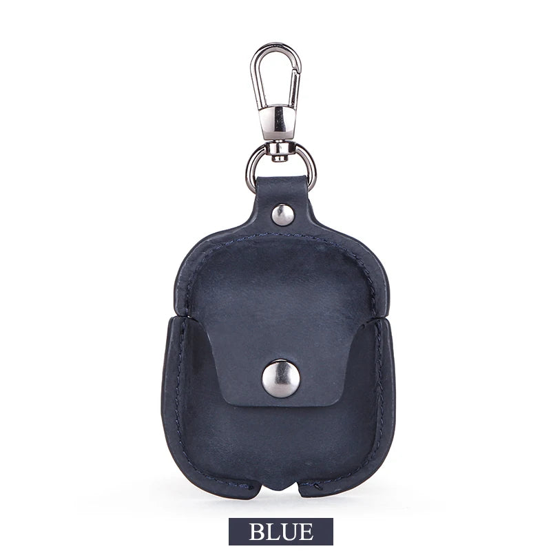 Luxury Genuine Leather Case For Apple Airpods Pro  Airpods 2 / 1 Wireless Earphone Cases funda Airpod Cover with Key Chain Hook