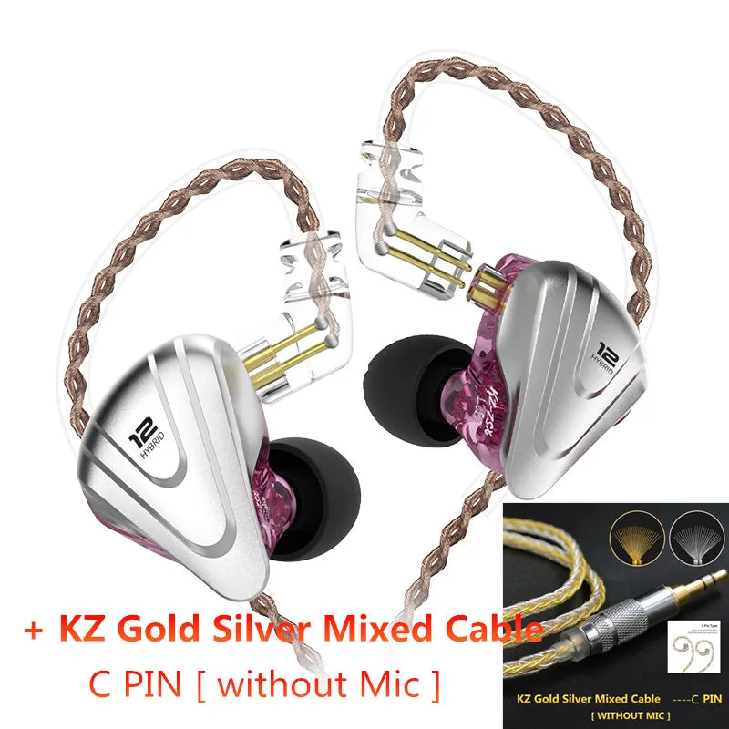 KZ ZSX 1DD 5BA Hybrid 12 drivers HIFI Bass Earbuds In-Ear Monitor Noise Cancelling Earphones Metal Headset KZ ZAX ZS10 PRO ASX