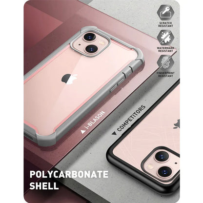 For iPhone 13 Case 6.1“ (2021 Release) I-BLASON Ares Full-Body Rugged Clear Bumper Cover with Built-in Screen Protector