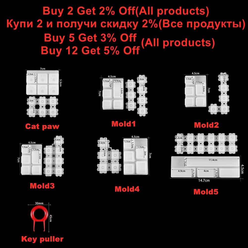1pcs Manual Mechanical Gaming Keyboard Mold Computer PC Gamer Pet Paw keycaps Silicone Molds Dried Flower Resin Crafts