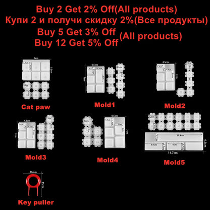 1pcs Manual Mechanical Gaming Keyboard Mold Computer PC Gamer Pet Paw keycaps Silicone Molds Dried Flower Resin Crafts