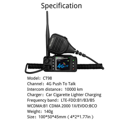 Ruyage Car POC Radio Nationwide LTE Push-to-Talk Long Range Vehicle Two Way Radio