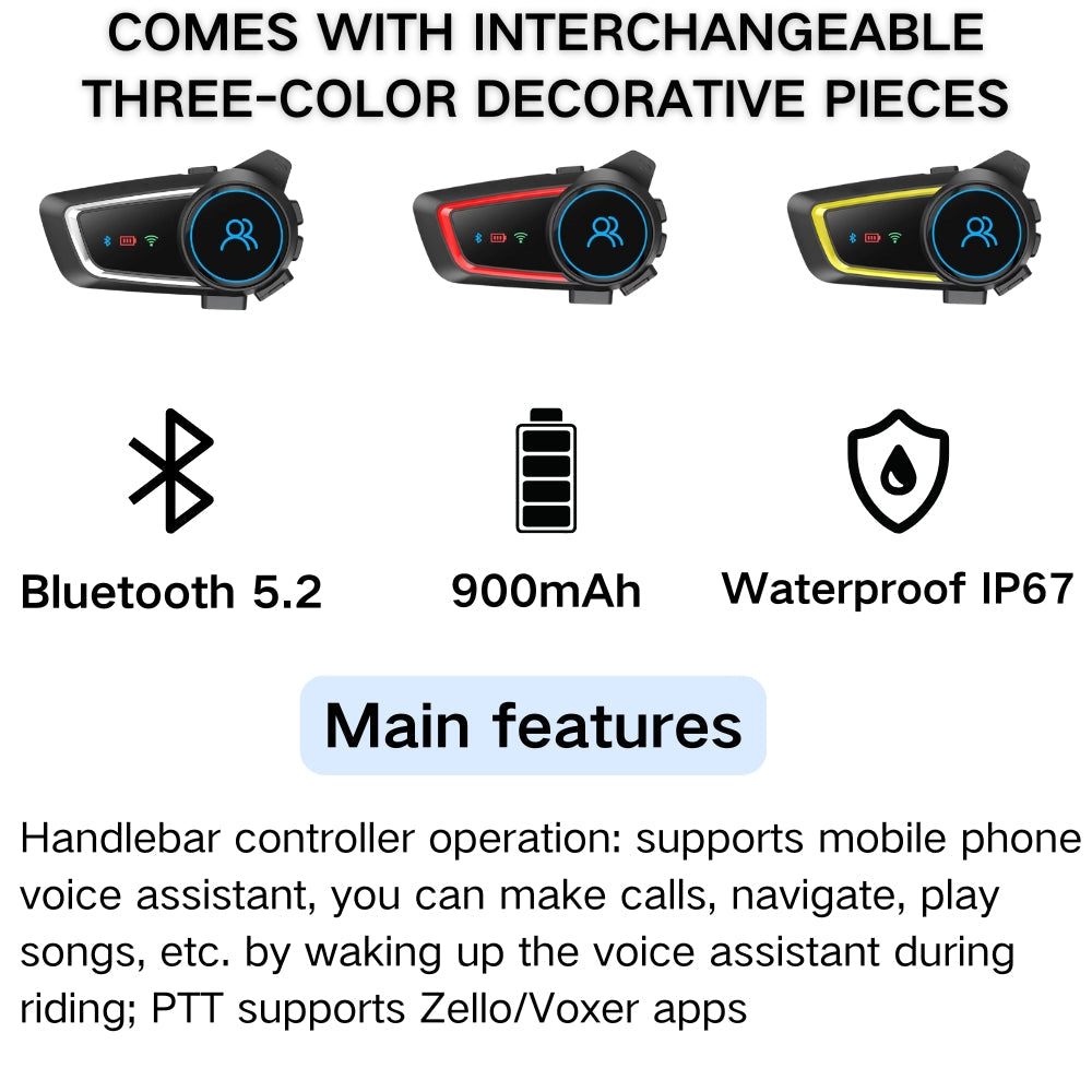 Ruyage Motorcycle Helmet Bluetooth Headset with PTT for Zello App