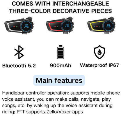 Ruyage Motorcycle Helmet Bluetooth Headset with PTT for Zello App