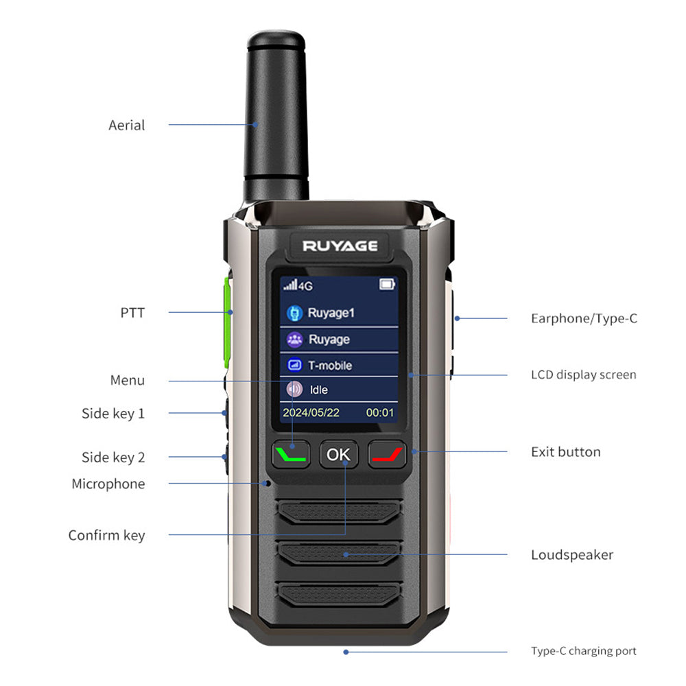 Ruyage R0 Two Way Radio Nationwide LTE Push-to-Talk Walkie Talkie