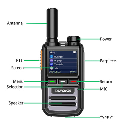 Ruyage R1 Two Way Radio Nationwide LTE Push-to-Talk Walkie Talkie