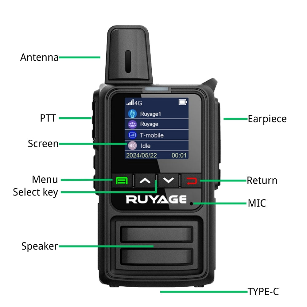 Ruyage R2 Two Way Radio Nationwide LTE Push-to-Talk Walkie Talkie