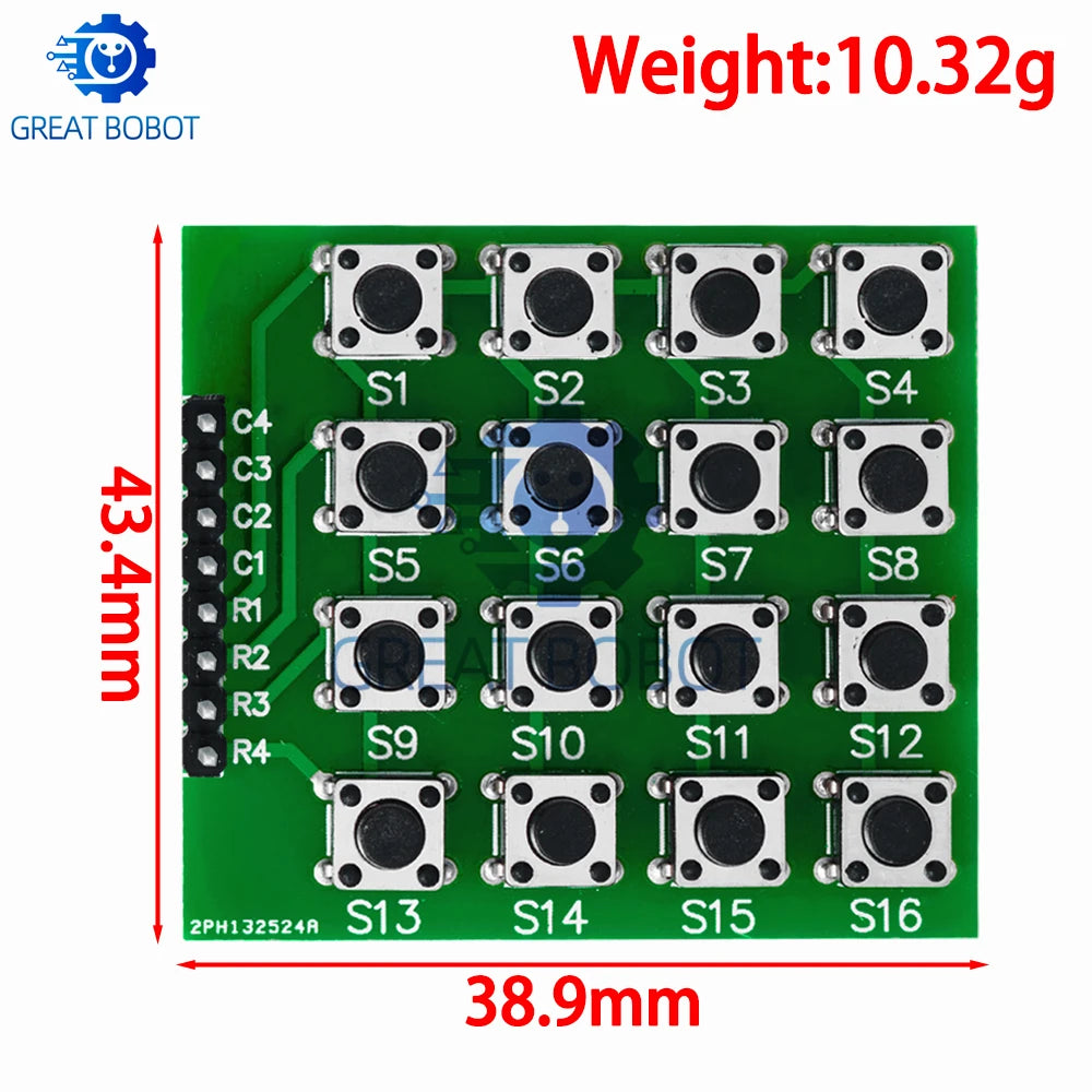 1PCS 8pin 4*4 4x4 Matrix 16 Keypad Keyboard Breadboard Module 16 Button Mcu for arduino Diy Starter Kit