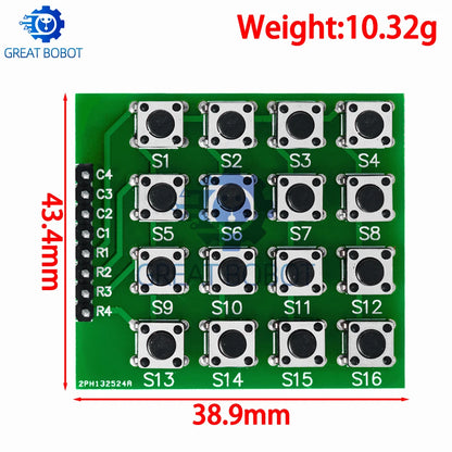 1PCS 8pin 4*4 4x4 Matrix 16 Keypad Keyboard Breadboard Module 16 Button Mcu for arduino Diy Starter Kit