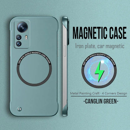 Magnetic Metal Paint Thin Frameless Phone Case For XIAOMI 17 Pro Max 15 Ultra 15T 14 14T 13 13T 12 11 11T Pro Protective Cover