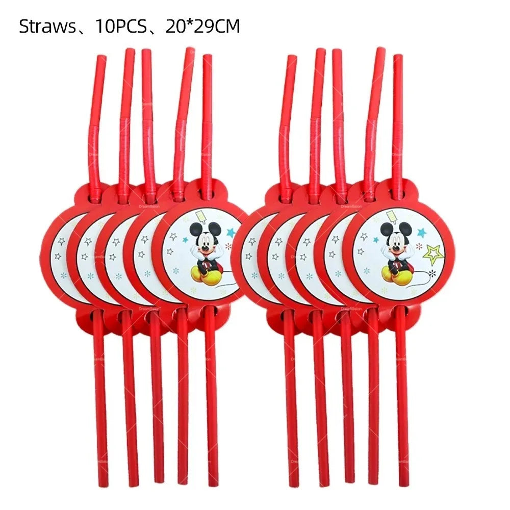 Mickey Balloon Cartoon Mouse Minnie Decorations Party Happy Birthday Banner Cake Topper Disposable Tableware Background Gift Bag