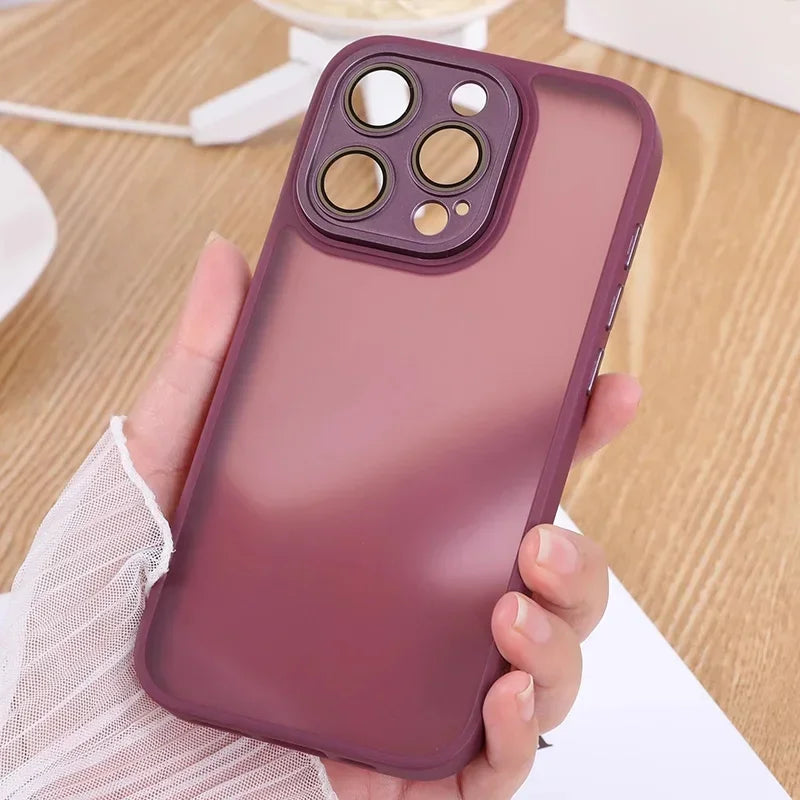 natural titanium Luxury phone case for iphone 15 14 13 12 11 pro max plus Camera protection  Matte Shockproof Bumper full Cover