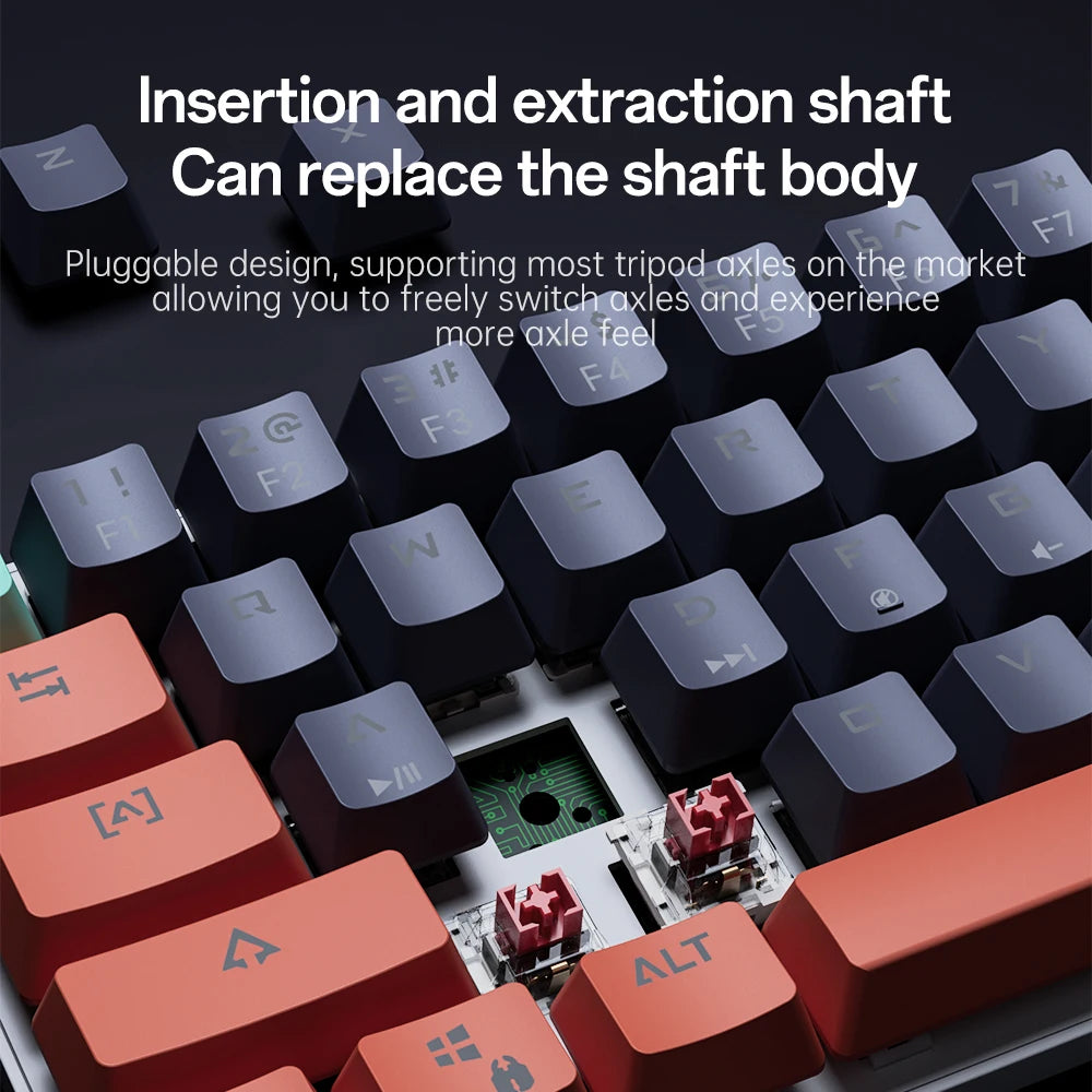 MUCAI 61 key USB hot swappable esports mechanical keyboard game red axis LED cool light effect compact and practical