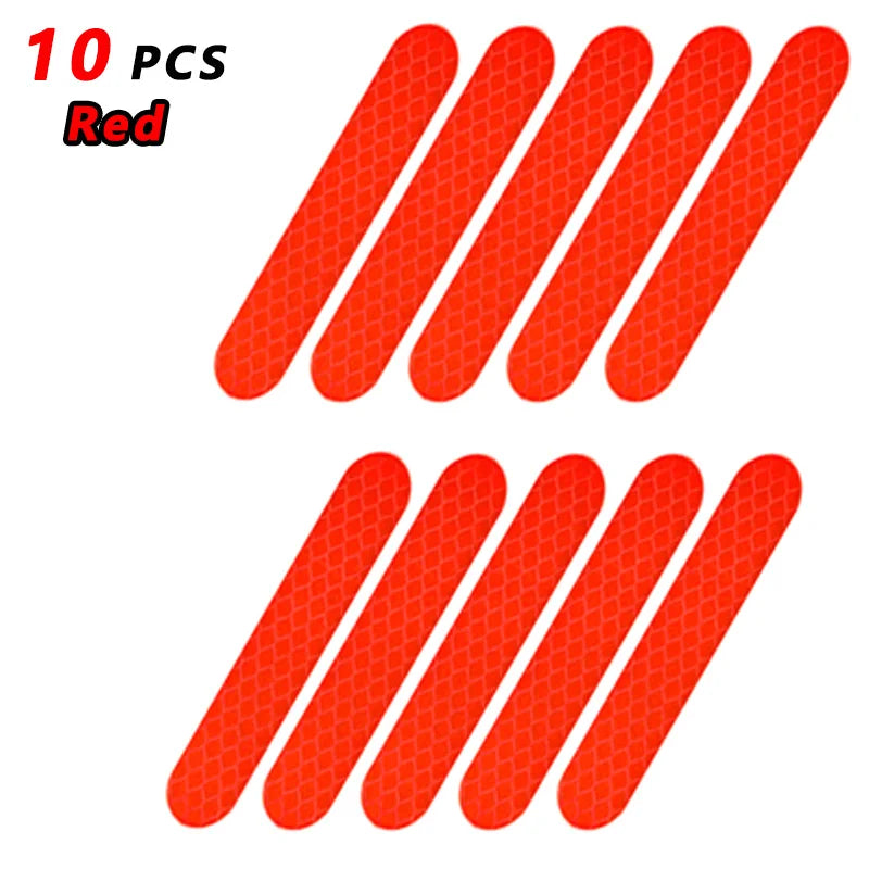 80-10PCS Helmet Safety Warning Reflective Stickers Strip Waterproof High Visibility Reflector Tape For Night Riding Walking Car
