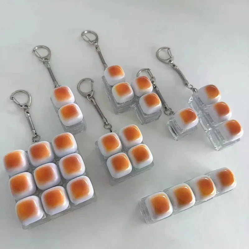 Caramel Bread Stress Relief Keyboard Keychain Backpack Pendant for Office Adult Accessory