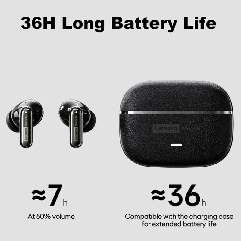 Choice Lenovo LE208 Wireless Earphones Bluetooth V6.0 HIFI Headphone Leather Texture Gaming Headset with Mic Music Earbuds